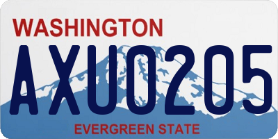 WA license plate AXU0205