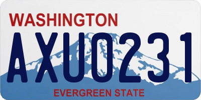 WA license plate AXU0231