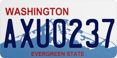 WA license plate AXU0237
