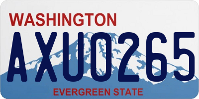 WA license plate AXU0265
