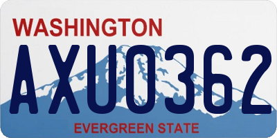 WA license plate AXU0362