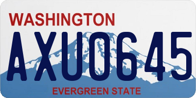 WA license plate AXU0645