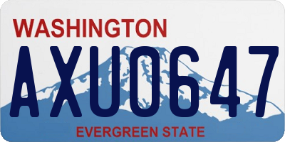 WA license plate AXU0647