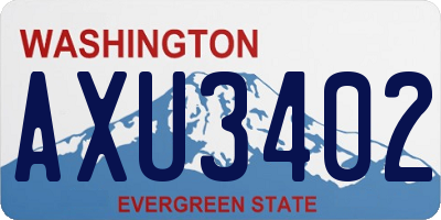 WA license plate AXU3402
