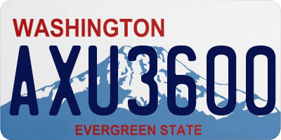 WA license plate AXU3600