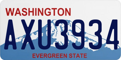 WA license plate AXU3934