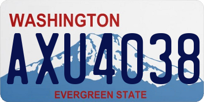 WA license plate AXU4038