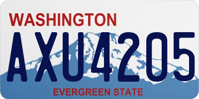 WA license plate AXU4205