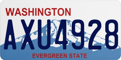 WA license plate AXU4928