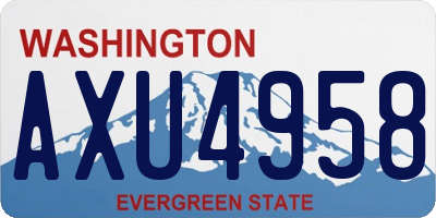 WA license plate AXU4958
