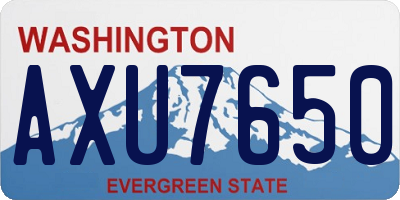 WA license plate AXU7650