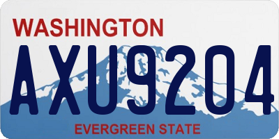 WA license plate AXU9204