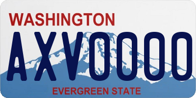WA license plate AXV0000