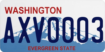 WA license plate AXV0003
