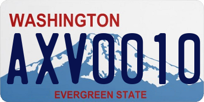 WA license plate AXV0010