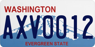 WA license plate AXV0012