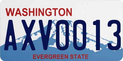 WA license plate AXV0013