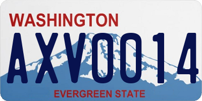 WA license plate AXV0014