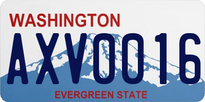WA license plate AXV0016