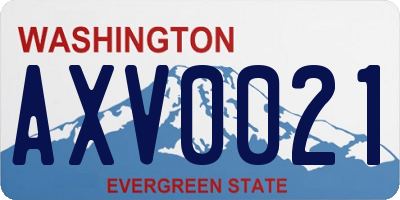 WA license plate AXV0021