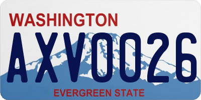 WA license plate AXV0026