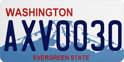 WA license plate AXV0030