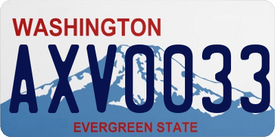 WA license plate AXV0033