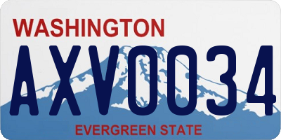 WA license plate AXV0034