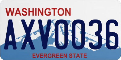 WA license plate AXV0036