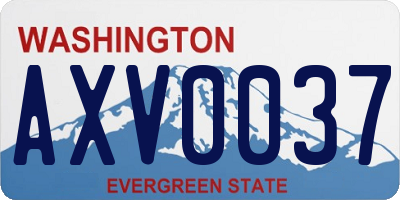 WA license plate AXV0037