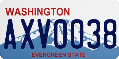 WA license plate AXV0038