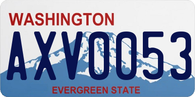 WA license plate AXV0053