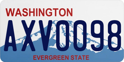 WA license plate AXV0098