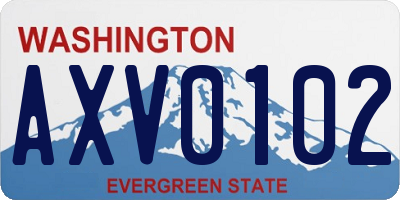 WA license plate AXV0102