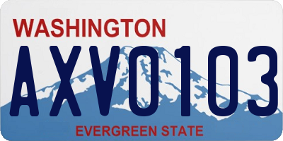 WA license plate AXV0103