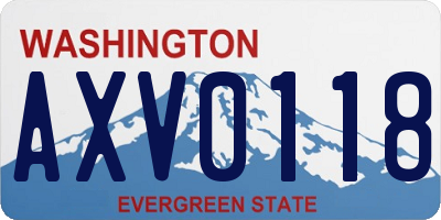 WA license plate AXV0118