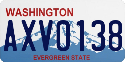 WA license plate AXV0138