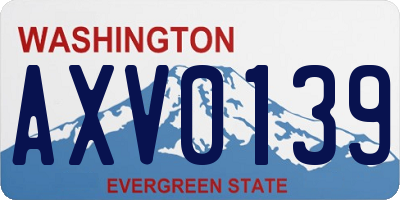 WA license plate AXV0139