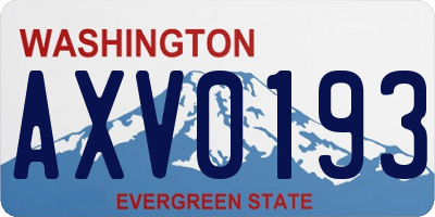 WA license plate AXV0193