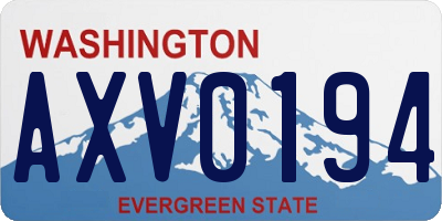 WA license plate AXV0194