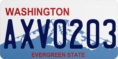 WA license plate AXV0203