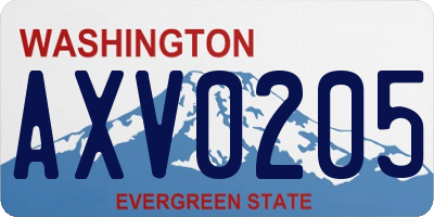 WA license plate AXV0205
