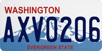 WA license plate AXV0206