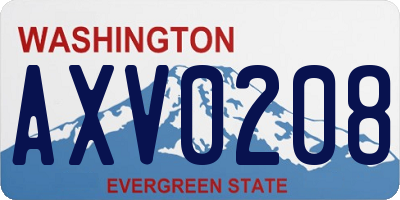 WA license plate AXV0208