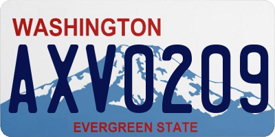 WA license plate AXV0209