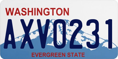 WA license plate AXV0231