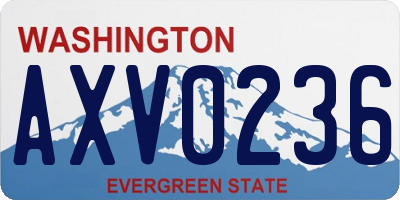 WA license plate AXV0236