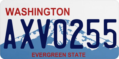 WA license plate AXV0255