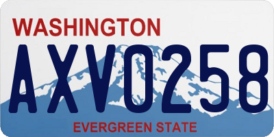 WA license plate AXV0258
