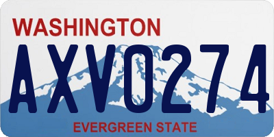 WA license plate AXV0274